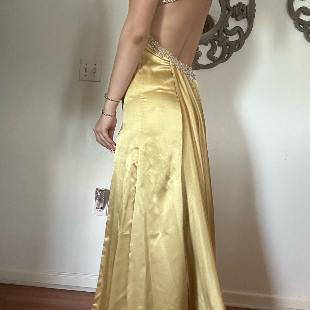 Xcite Prom Backless Gold Dress - Picture 3 of 11